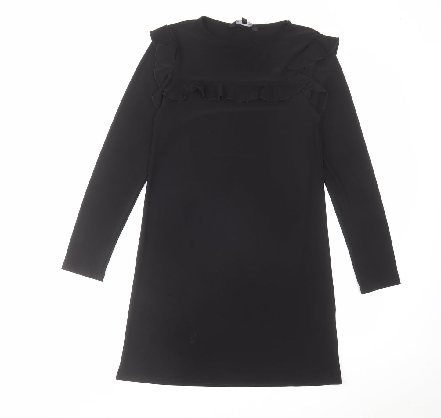 New Look Womens Black Polyester A-Line Size 8 Round Neck Pullover