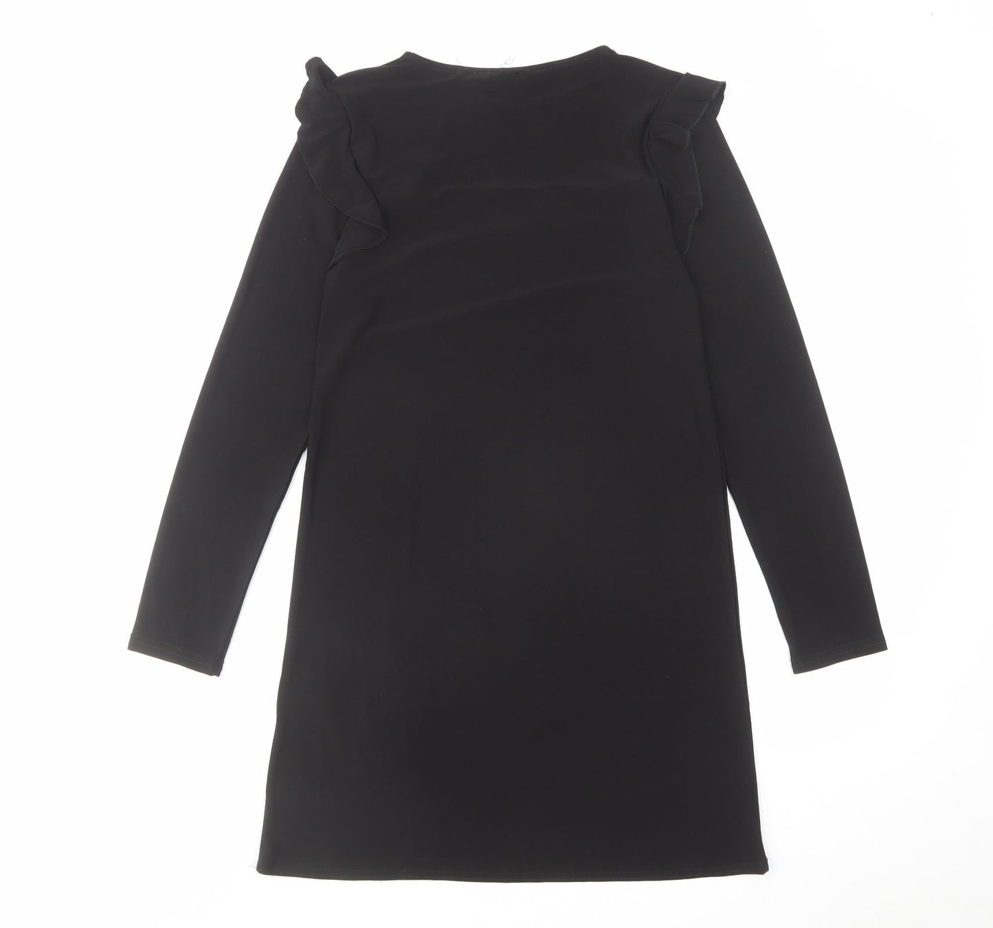 New Look Womens Black Polyester A-Line Size 8 Round Neck Pullover
