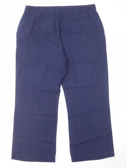 Label Be Womens Blue Viscose Trousers Size 16 L27 in Regular Zip