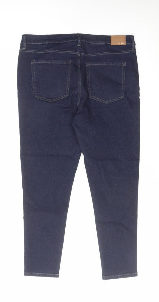 Marks and Spencer Womens Blue Cotton Skinny Jeans Size 36 in L26 in Regular Zip