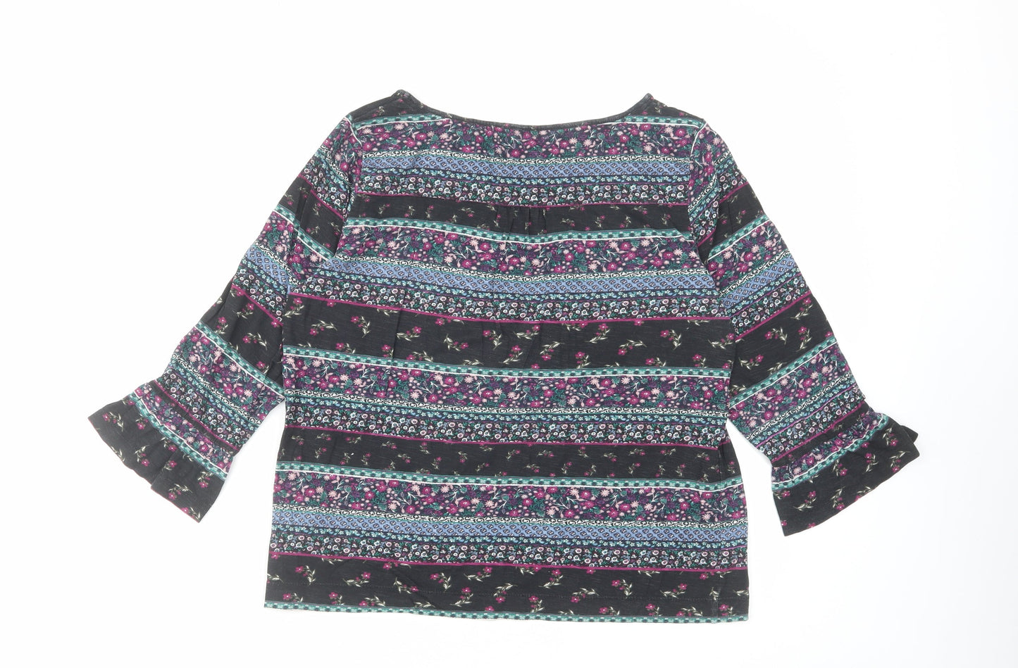 Monsoon Womens Multicoloured Geometric Cotton Basic T-Shirt Size 12 Round Neck