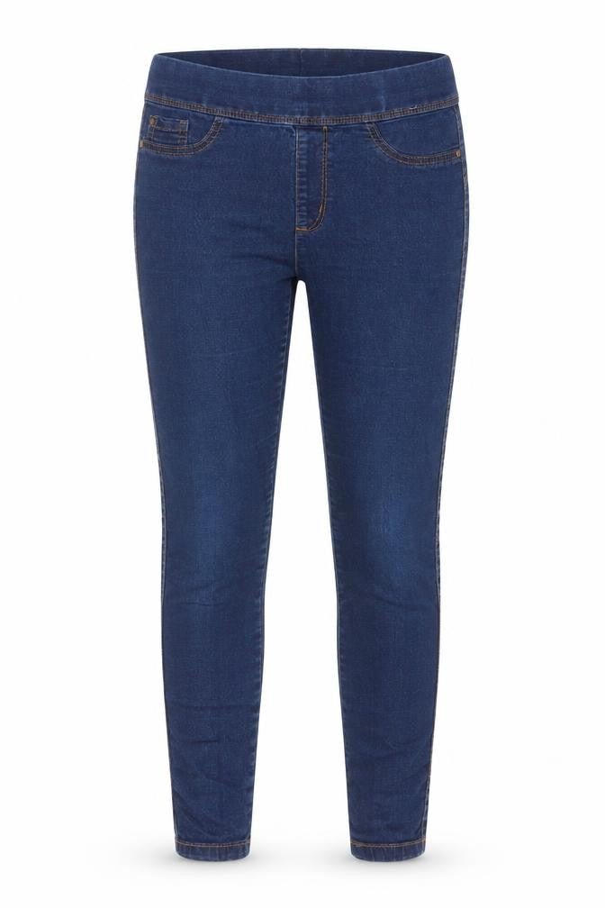 Front view of Denim & Co. women’s blue cotton jegging jeans, size UK 10, 25-inch leg regular