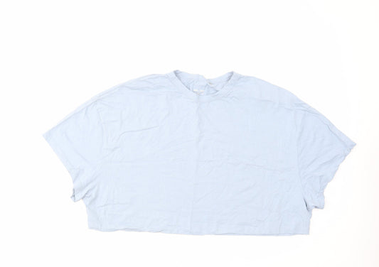 ASOS Womens Blue Cotton Cropped T-Shirt Size 16 Round Neck