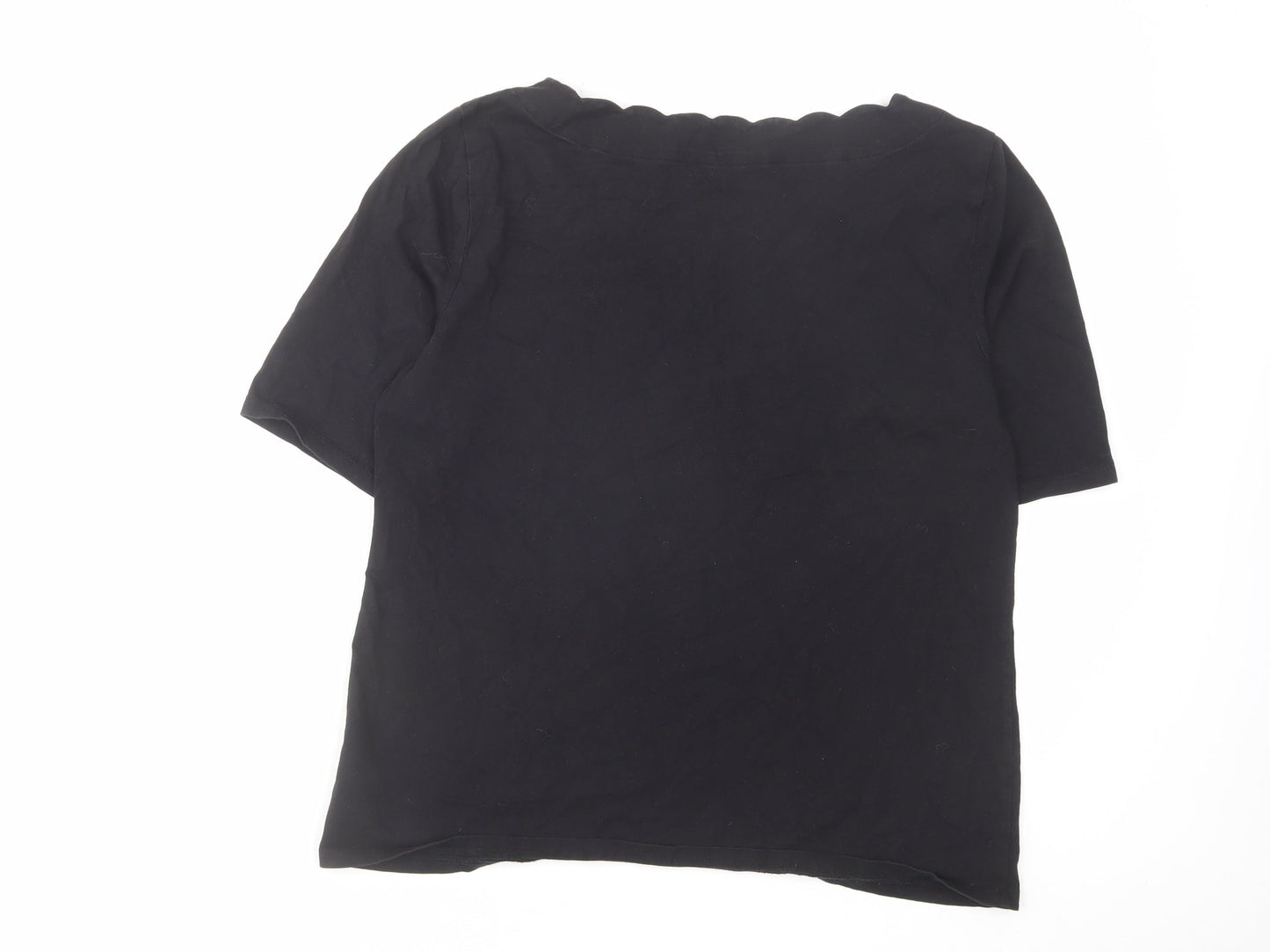 Talbots Womens Black Cotton Basic T-Shirt Size L Round Neck