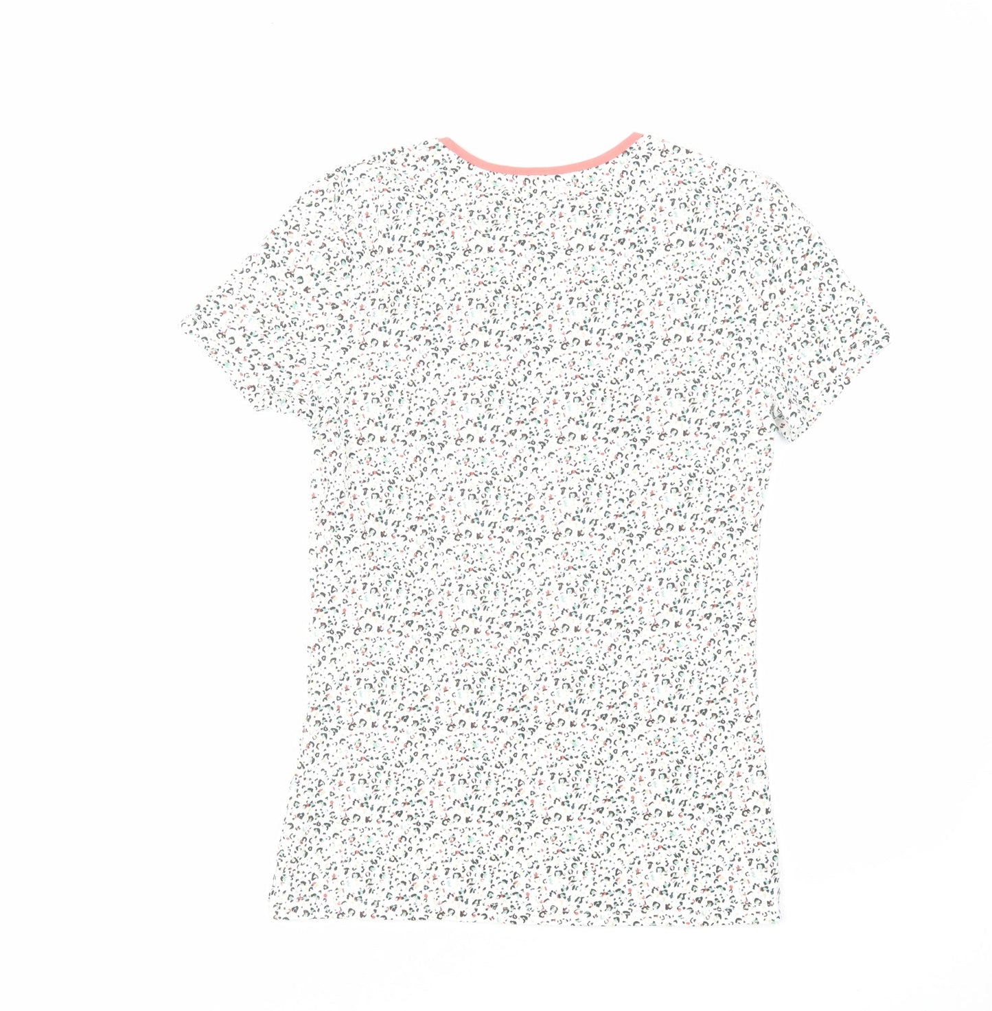 Marks and Spencer Womens Multicoloured Animal Print Cotton Basic T-Shirt Size 8 Round Neck - Leopard Print