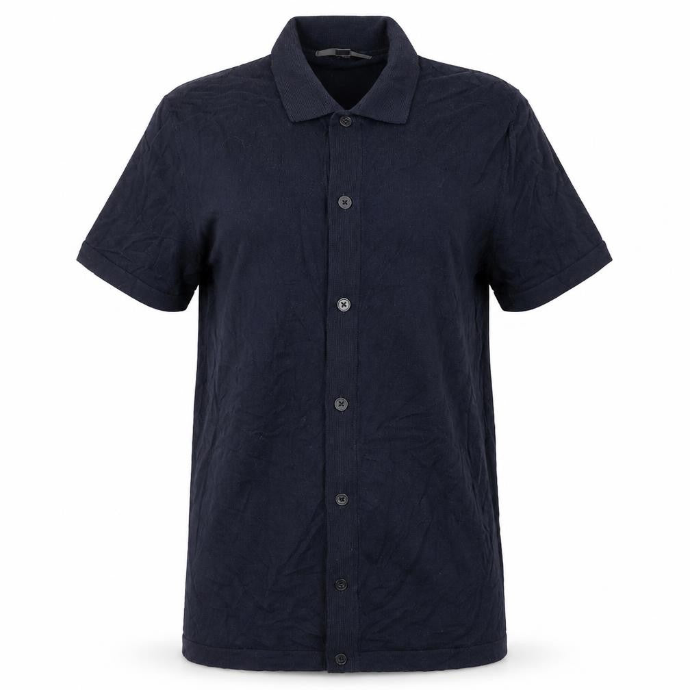 Marks and Spencer Womens Blue Cotton Basic Button-Up Size S Collared