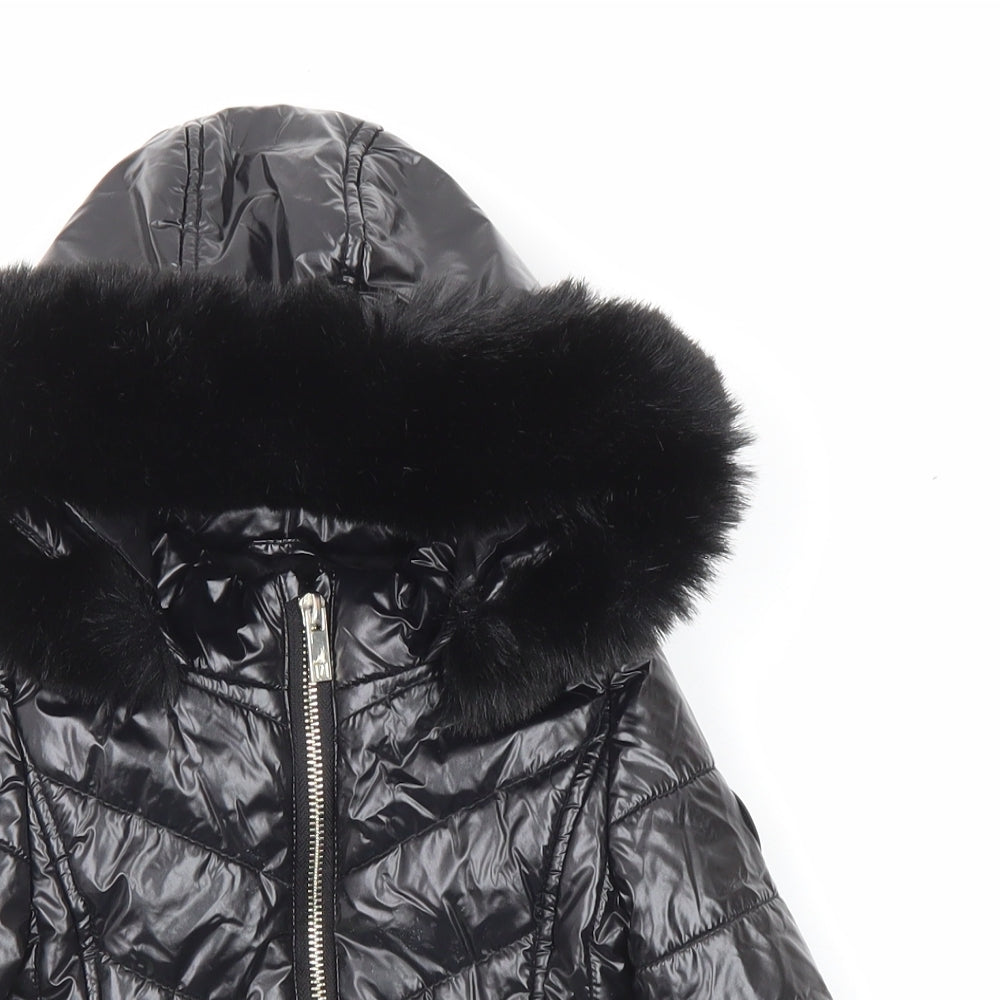 River Island Girls Black Basic Coat Coat Size 9-12 Months Zip