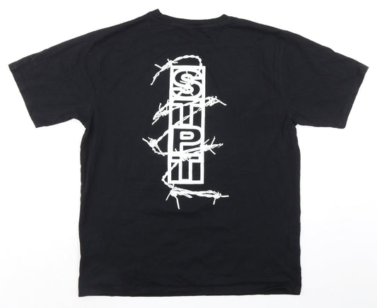 Earth Positive Mens Black Cotton T-Shirt Size XL Crew Neck - SouthPoint