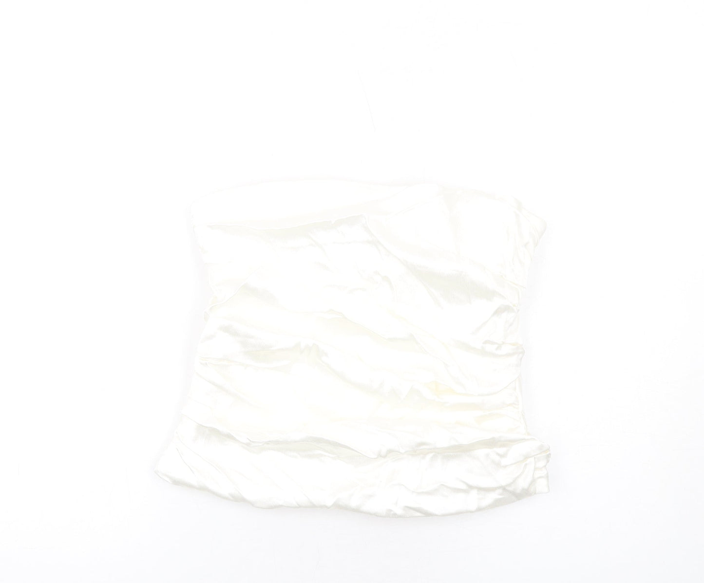 Zara Womens Ivory Polyester Cropped Tank Size L Off the Shoulder