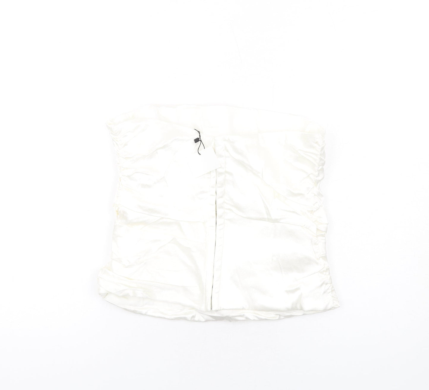 Zara Womens Ivory Polyester Cropped Tank Size L Off the Shoulder