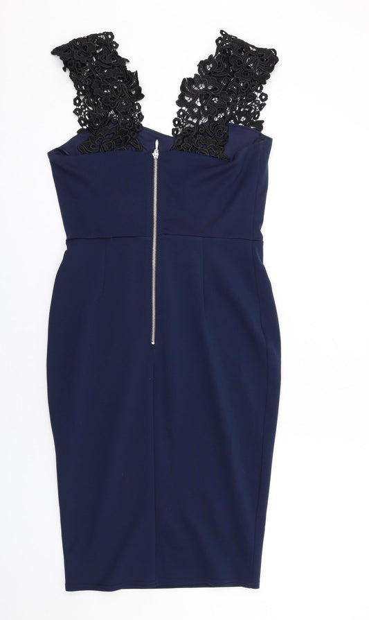 Pearly Womens Blue Polyester A-Line Size 12 Sweetheart Zip