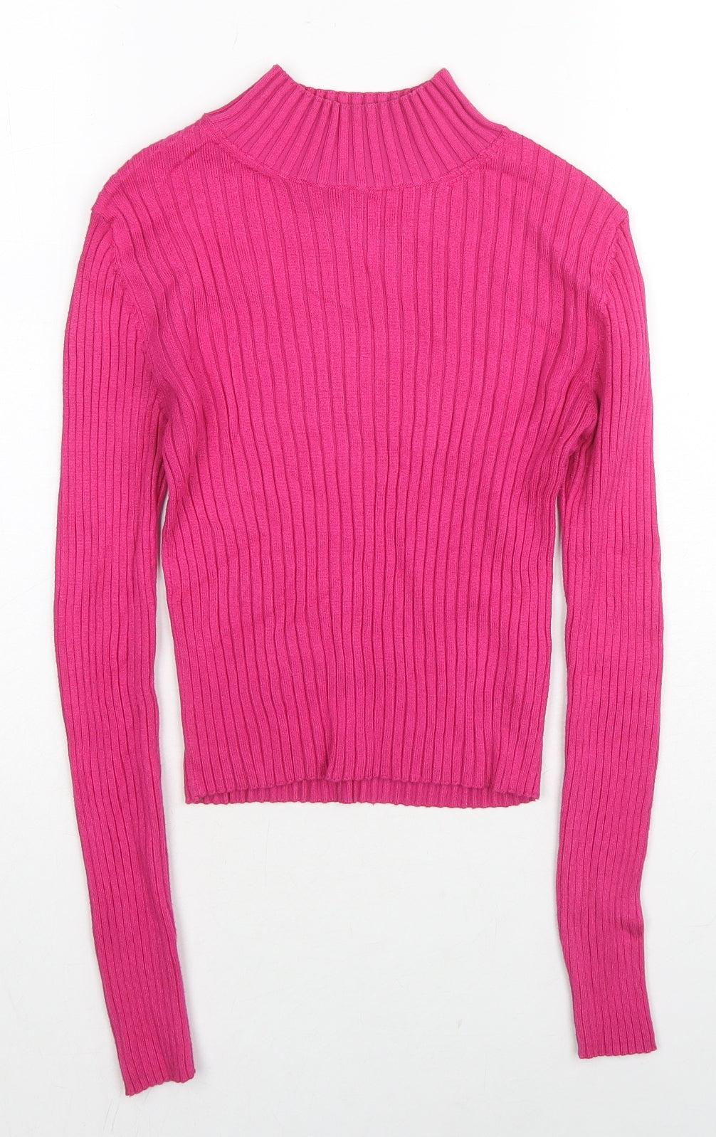 Stradivarius Womens Pink High Neck Viscose Pullover Jumper Size S