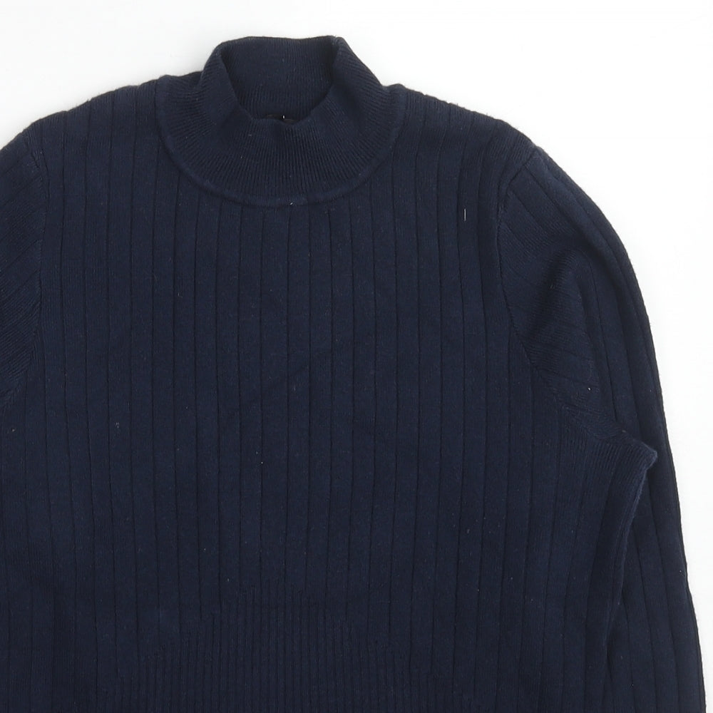 Marks and Spencer Womens Blue High Neck Viscose Pullover Jumper Size 16