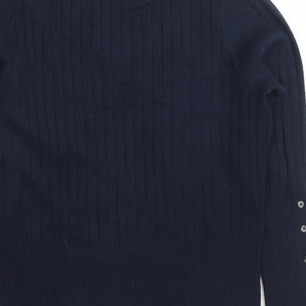Marks and Spencer Womens Blue High Neck Viscose Pullover Jumper Size 16