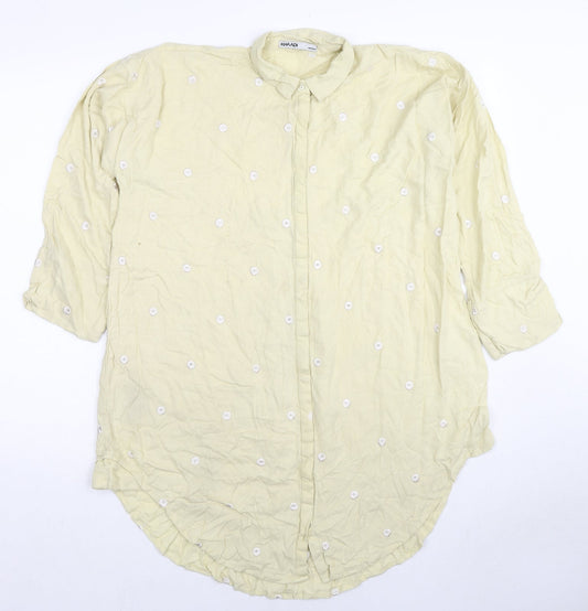 Khaadi Womens Beige Geometric Viscose Basic Button-Up Size M Collared