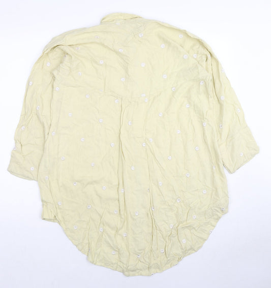 Khaadi Womens Beige Geometric Viscose Basic Button-Up Size M Collared