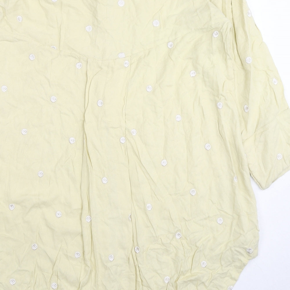 Khaadi Womens Beige Geometric Viscose Basic Button-Up Size M Collared