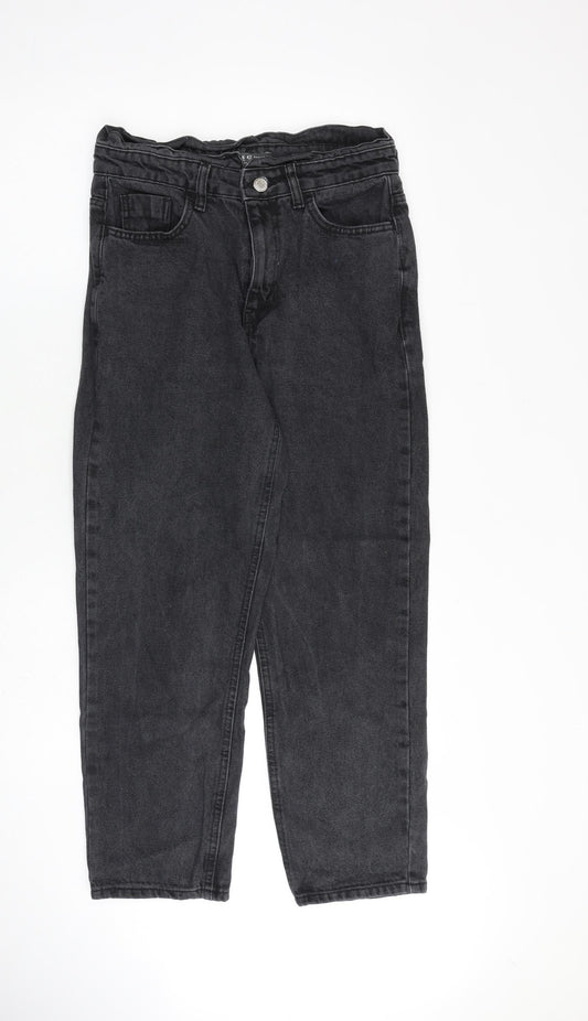 Denim & Co. Womens Grey Cotton Tapered Jeans Size 10 L26 in Regular Zip