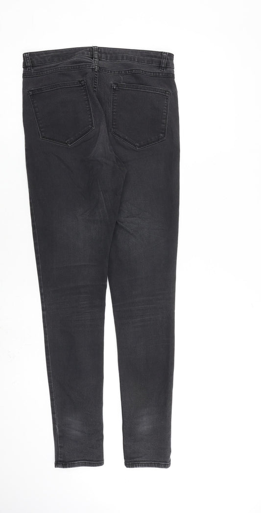 John Lewis Womens Grey Cotton Skinny Jeans Size 10 L30 in Regular Zip