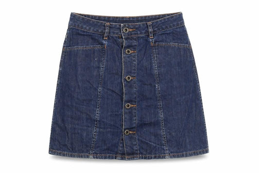 Jack Wills Womens Blue Cotton A-Line Skirt Size 6 Button