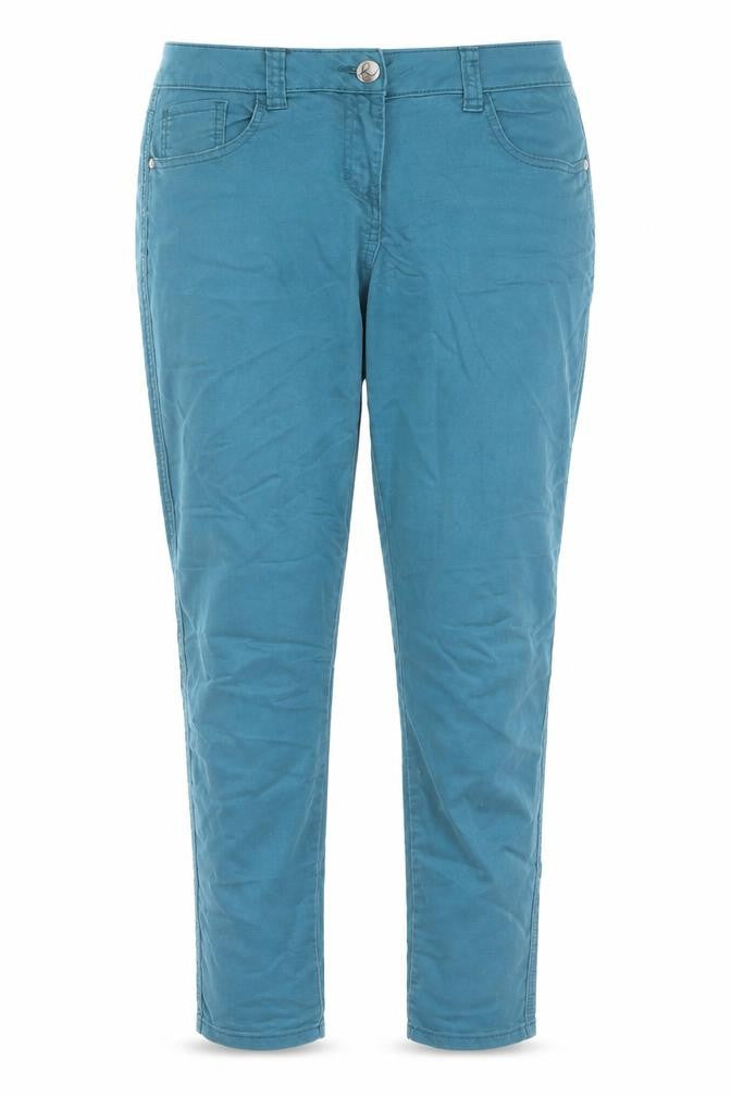 Front view of Red Herring women’s blue cotton tapered jeans, size UK 12, 26-inch leg regular zip