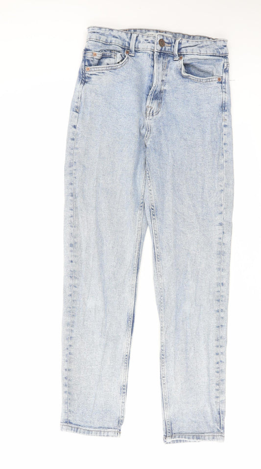 Stradivarius Womens Blue Cotton Tapered Jeans Size 10 L27 in Regular Zip