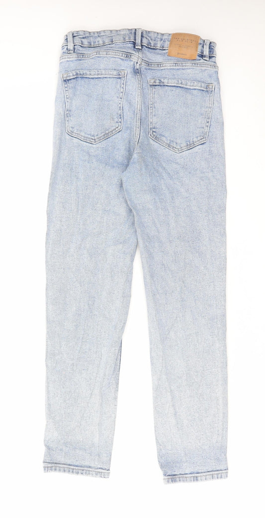Stradivarius Womens Blue Cotton Tapered Jeans Size 10 L27 in Regular Zip