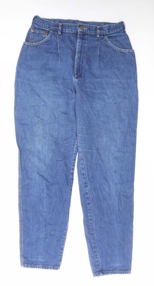 Lee Mens Blue Cotton Straight Jeans Size 32 in L32 in Regular Zip