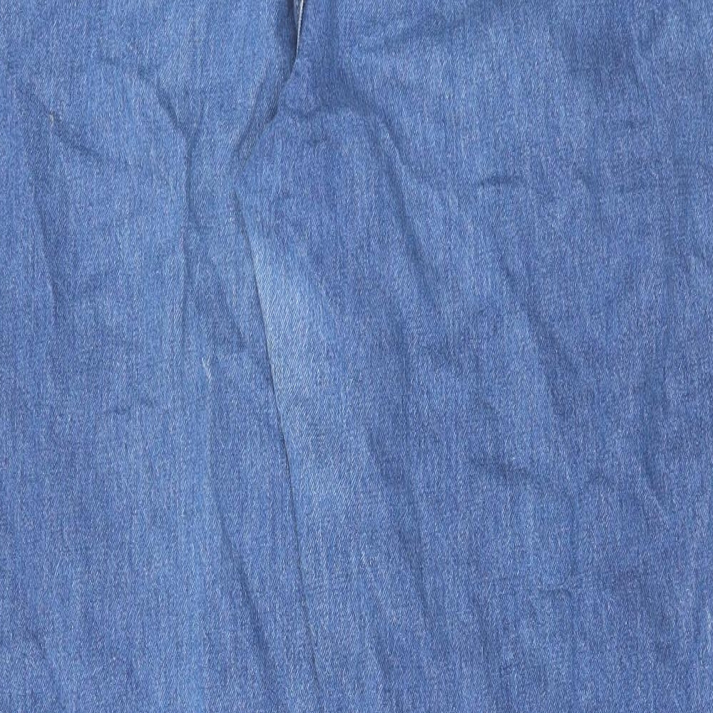 Lee Mens Blue Cotton Straight Jeans Size 32 in L32 in Regular Zip