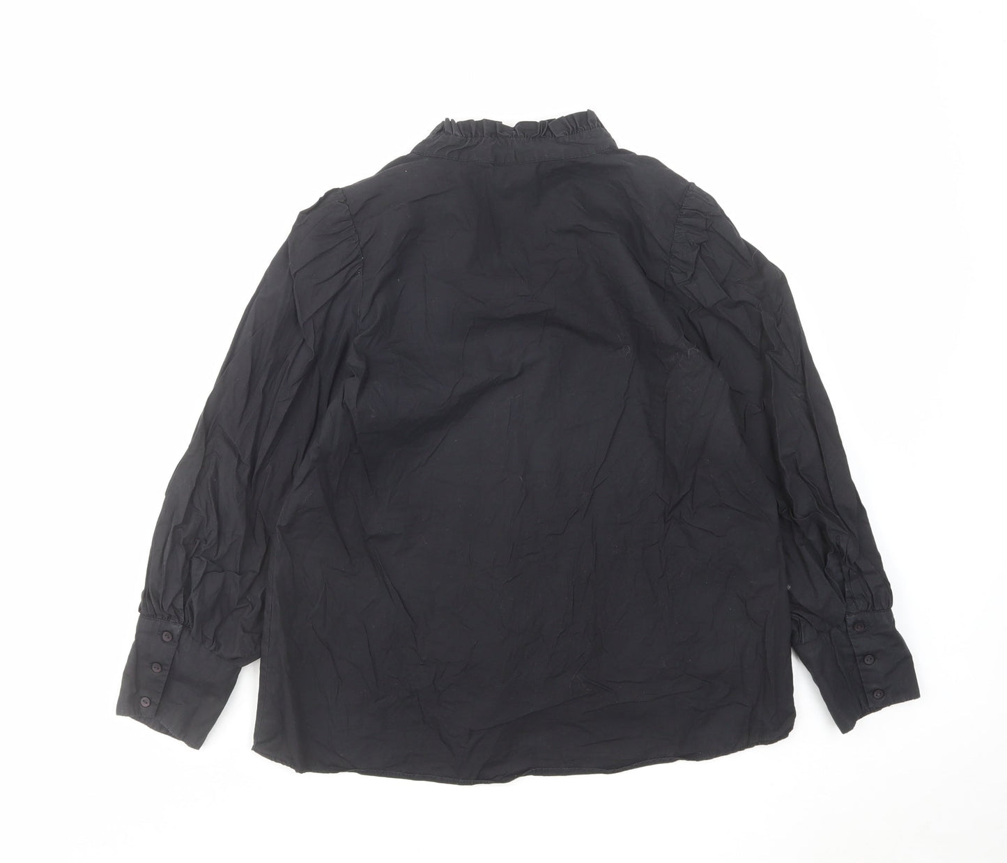 Zara Womens Black Cotton Basic Blouse Size XS V-Neck