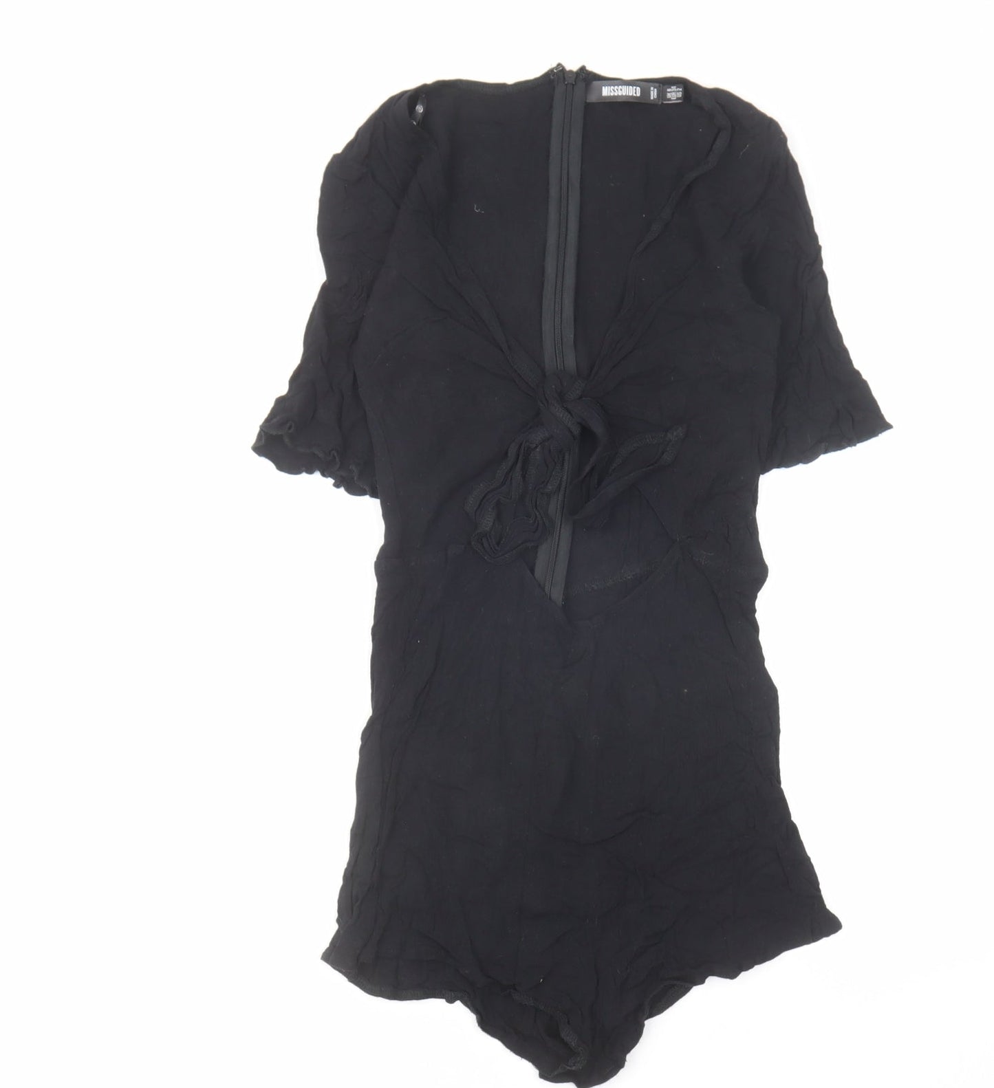 Missguided Womens Black Viscose Playsuit One-Piece Size 6 Zip