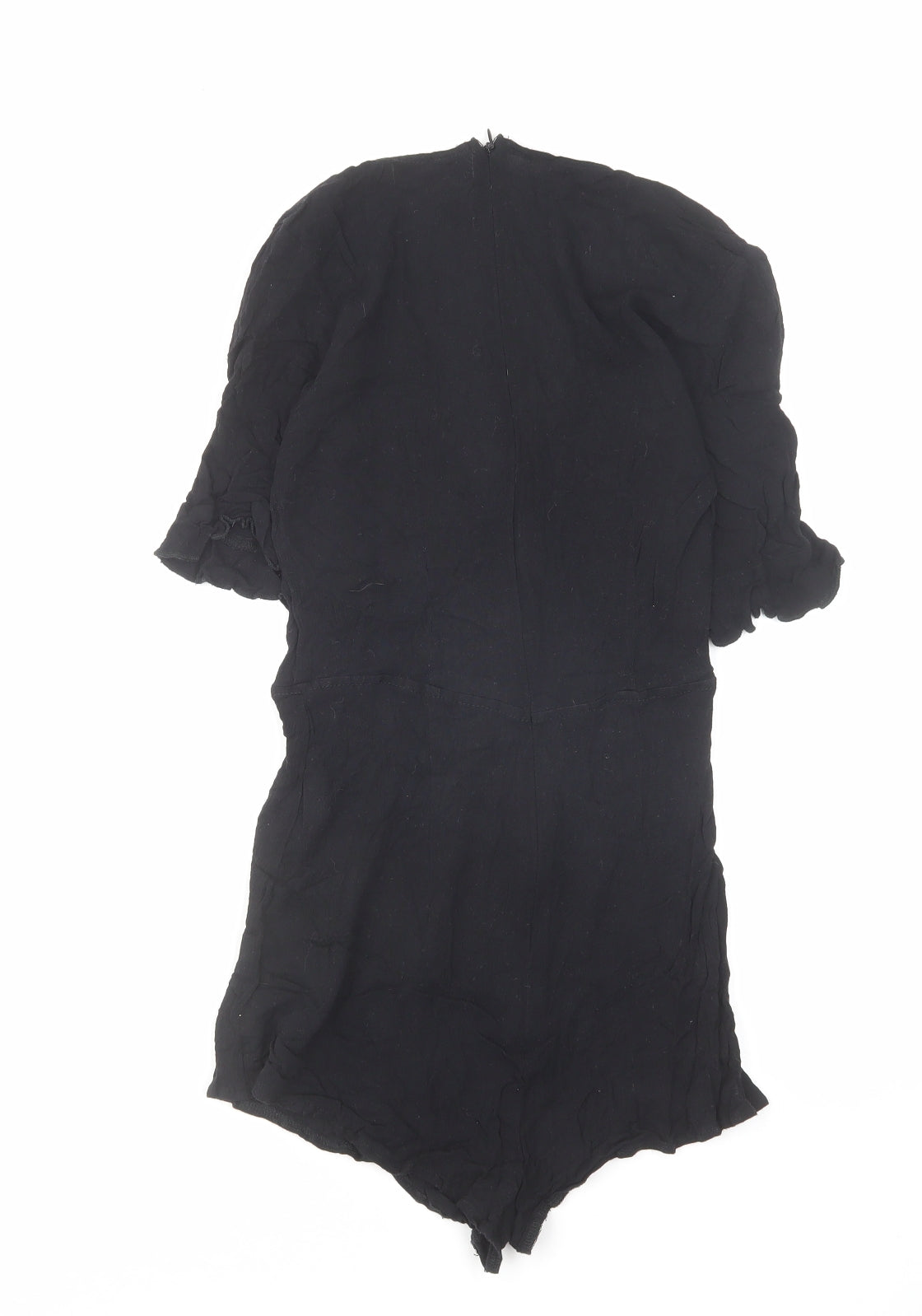 Missguided Womens Black Viscose Playsuit One-Piece Size 6 Zip