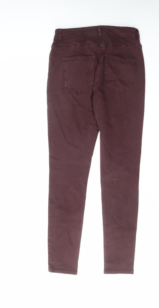 NEXT Womens Red Cotton Skinny Jeans Size 12 L29 in Regular Zip