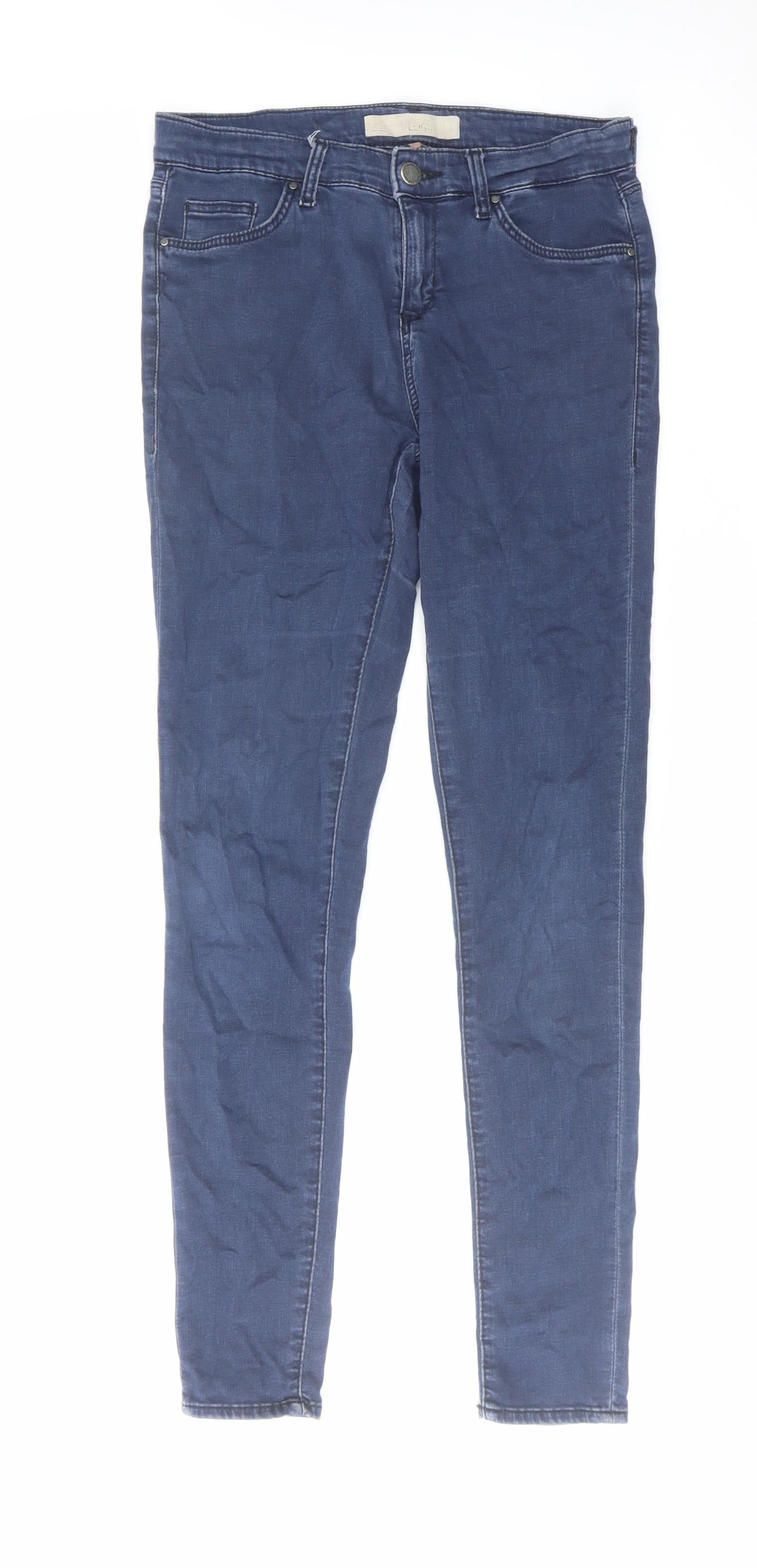 Topshop Womens Blue Cotton Skinny Jeans Size 28 in L32 in Regular Zip