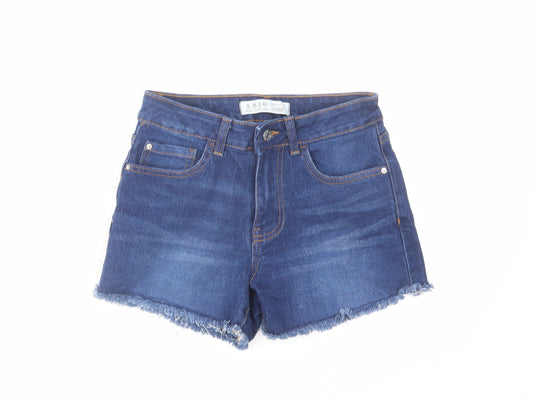 Denim & Co. Womens Blue Cotton Cut-Off Shorts Size 8 L3 in Regular Zip