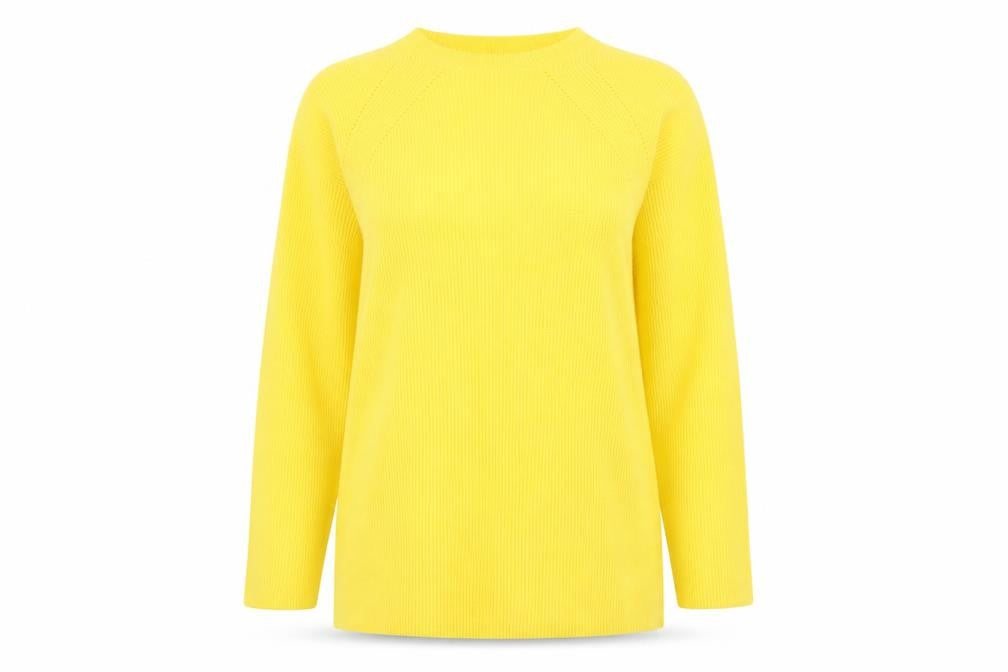 Marks and Spencer Womens Yellow Round Neck Viscose Pullover Jumper Size M