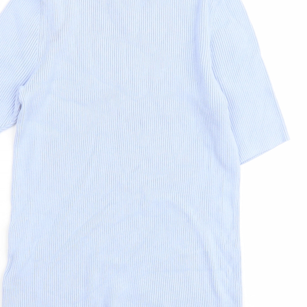 Marks and Spencer Womens Blue Round Neck Viscose Pullover Jumper Size M