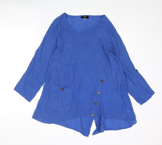 Klass Womens Blue Viscose Tunic Blouse Size 12 Round Neck