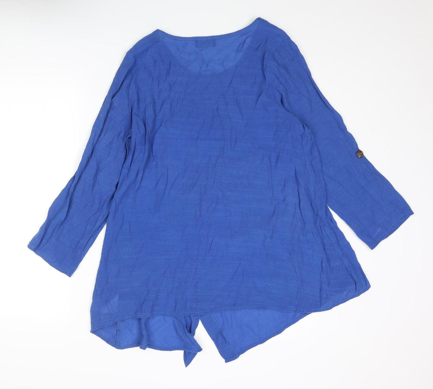 Klass Womens Blue Viscose Tunic Blouse Size 12 Round Neck