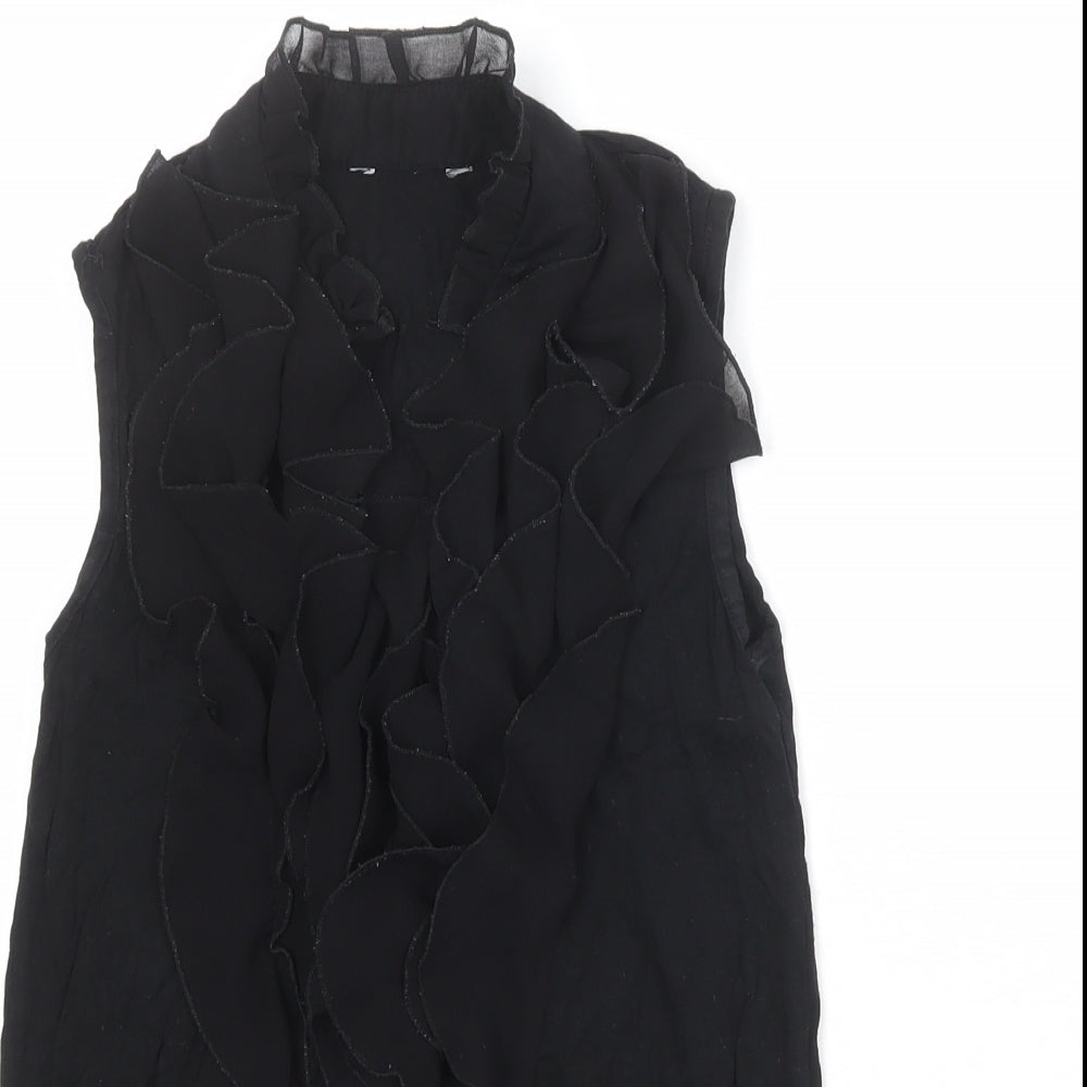 New Look Womens Black Viscose Basic Blouse Size 6 V-Neck