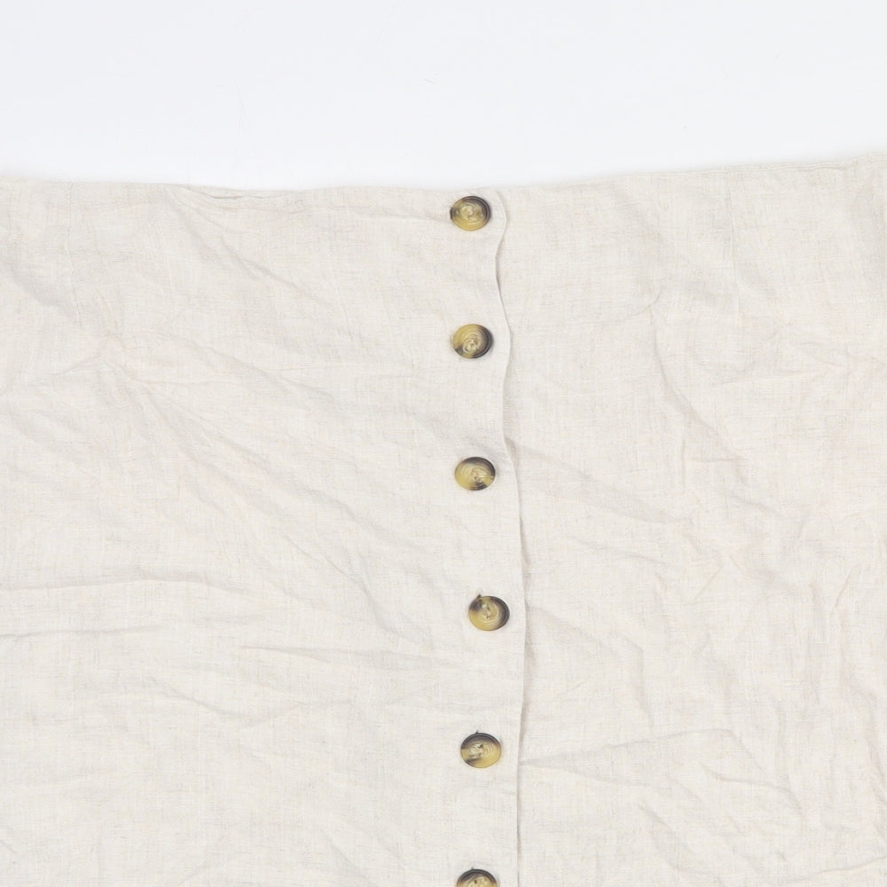 Faith and Joy Womens Beige Viscose A-Line Skirt Size L Button