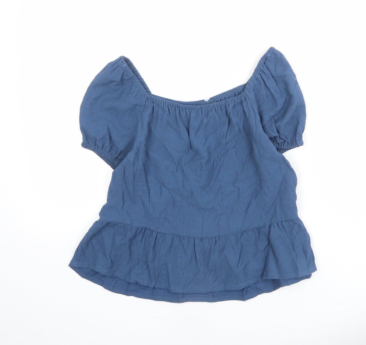 H&M Girls Blue Viscose Basic Blouse Size 14 Years Off the Shoulder Pullover