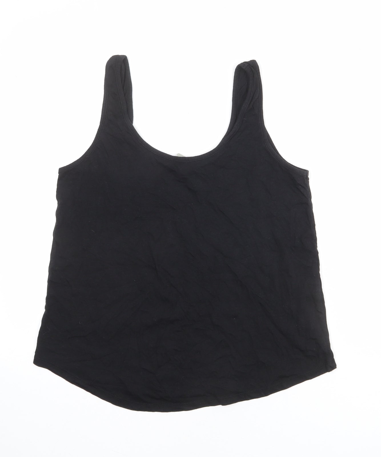 ASOS Womens Black Cotton Basic Tank Size 12 Round Neck
