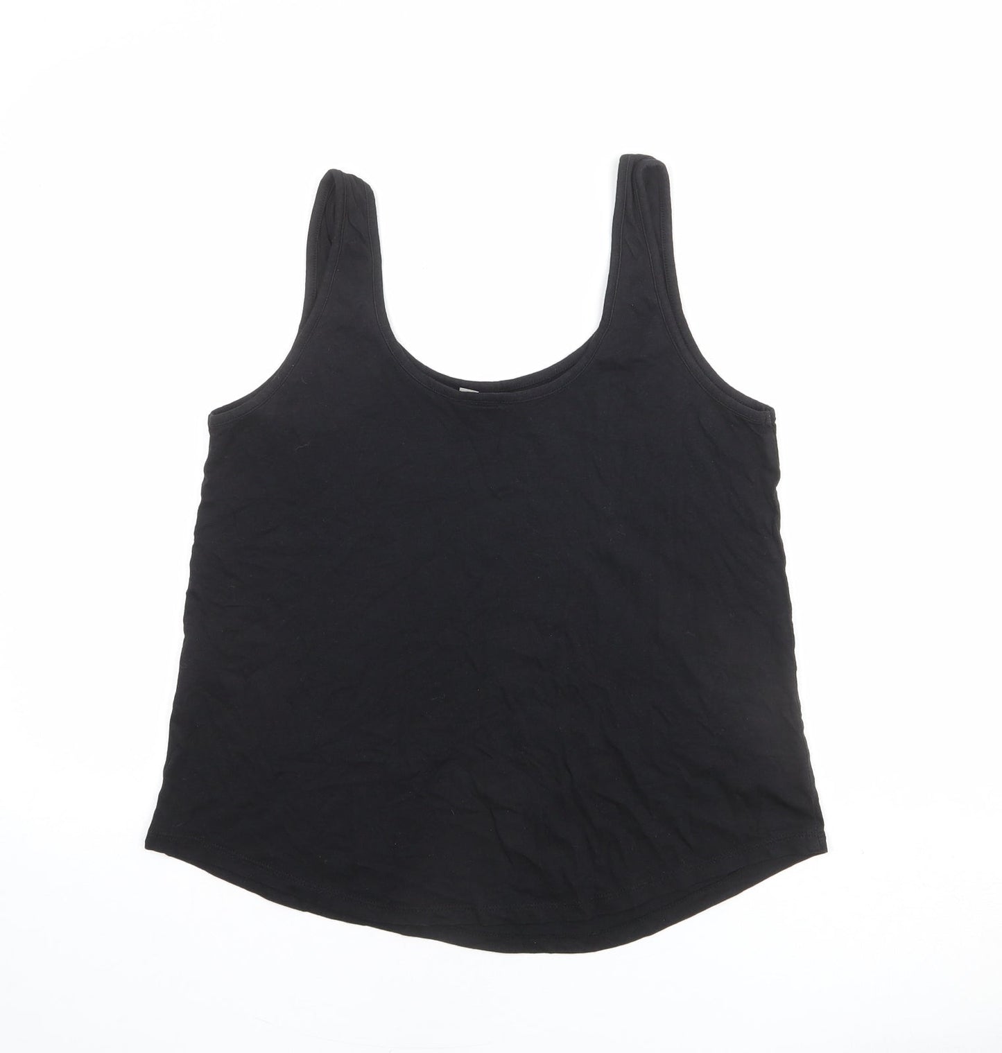 ASOS Womens Black Cotton Basic Tank Size 12 Round Neck