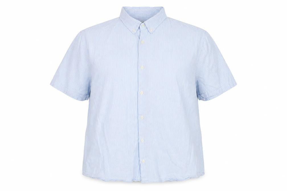 Marks and Spencer Womens Blue Striped Linen Basic Button-Up Size 2XL Collared