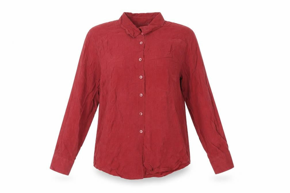 Womens UK Size 10 St Michael Red Viscose Button-Up