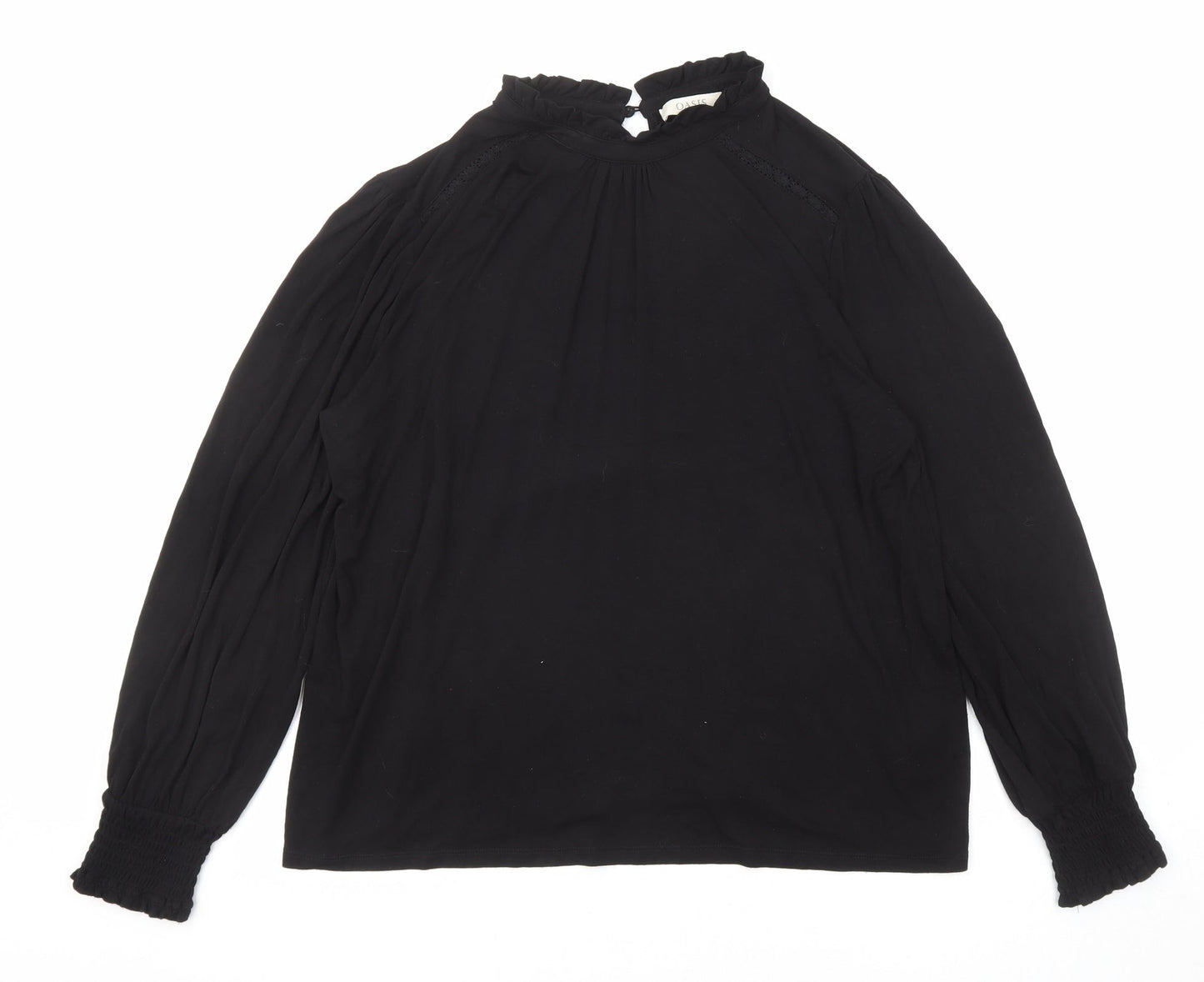 Oasis Womens Black Viscose Basic Blouse Size XL High Neck