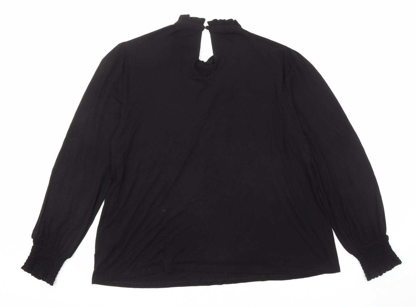 Oasis Womens Black Viscose Basic Blouse Size XL High Neck