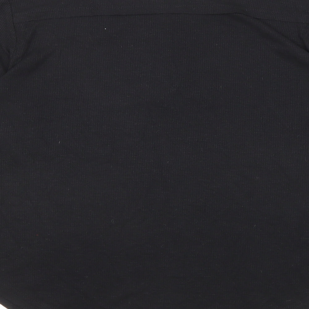 Reoria Womens Black Viscose Basic T-Shirt Size L Round Neck