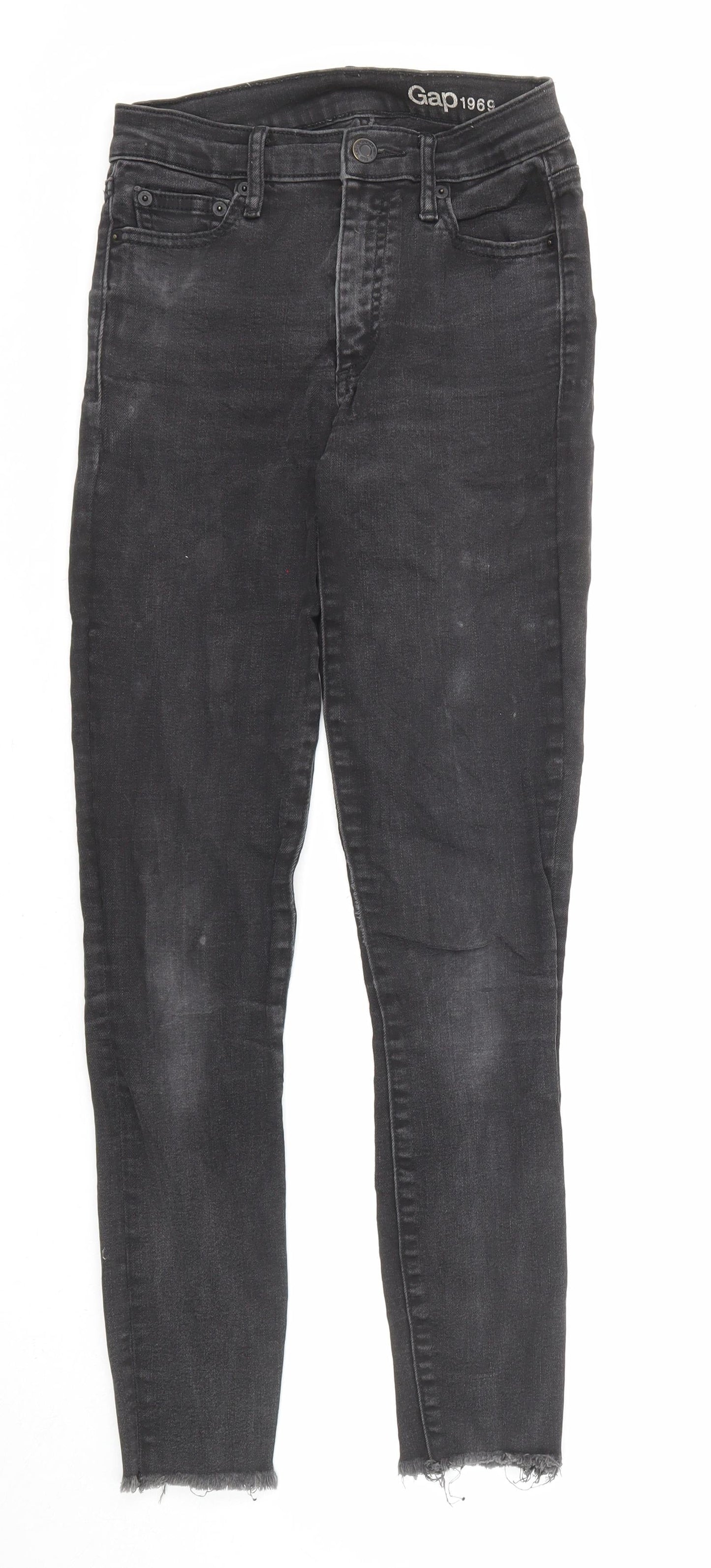 Gap Womens Black Cotton Skinny Jeans Size 25 in L27 in Regular Zip - Raw Hems